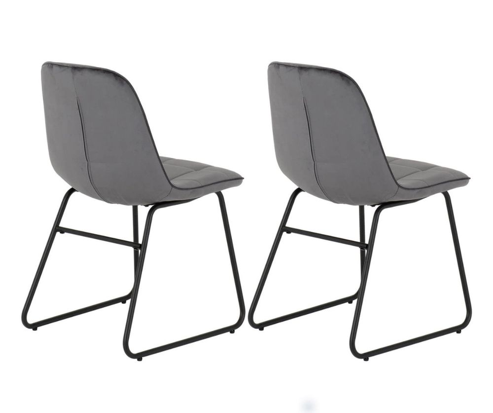Seconique Furniture Lukas Grey Velvet Chair in Pair