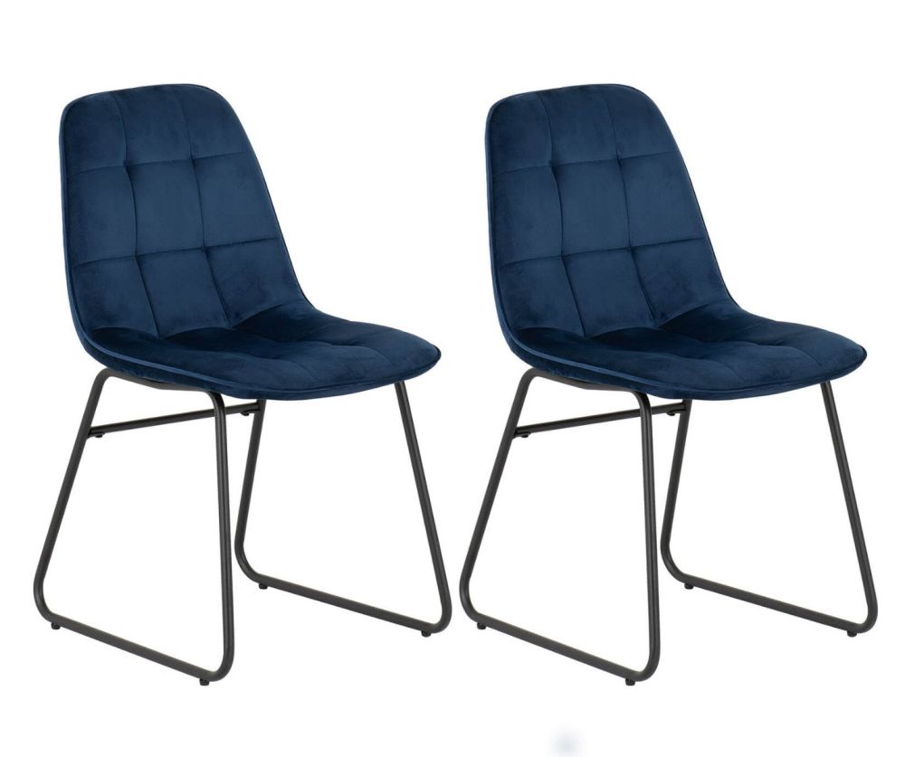 Seconique Furniture Lukas Sapphire Blue Velvet Chair in Pair