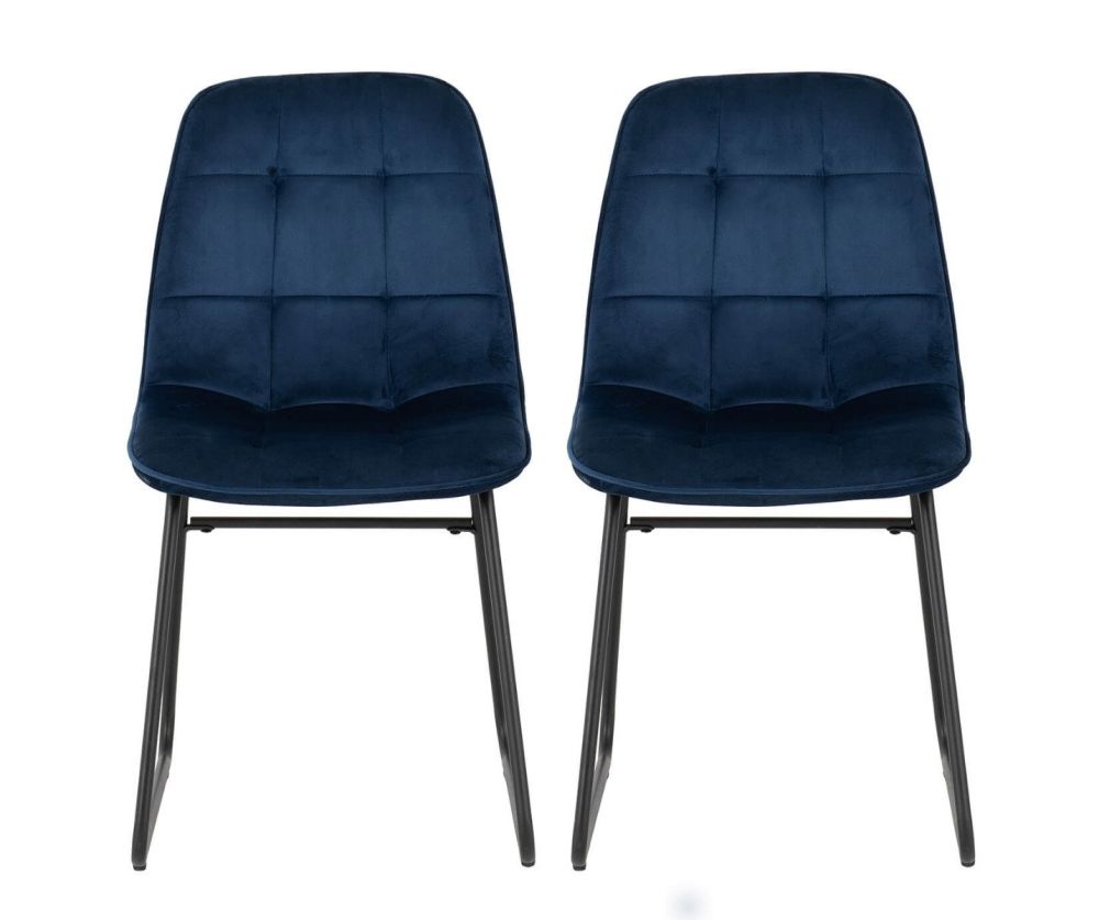 Seconique Furniture Lukas Sapphire Blue Velvet Chair in Pair