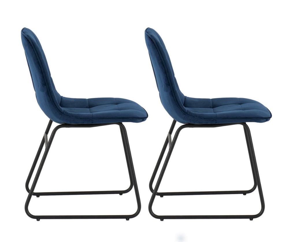 Seconique Furniture Lukas Sapphire Blue Velvet Chair in Pair