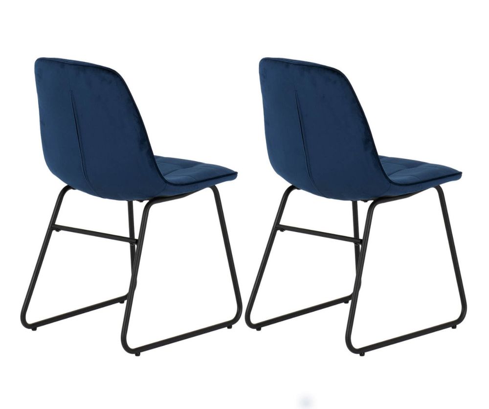 Seconique Furniture Lukas Sapphire Blue Velvet Chair in Pair