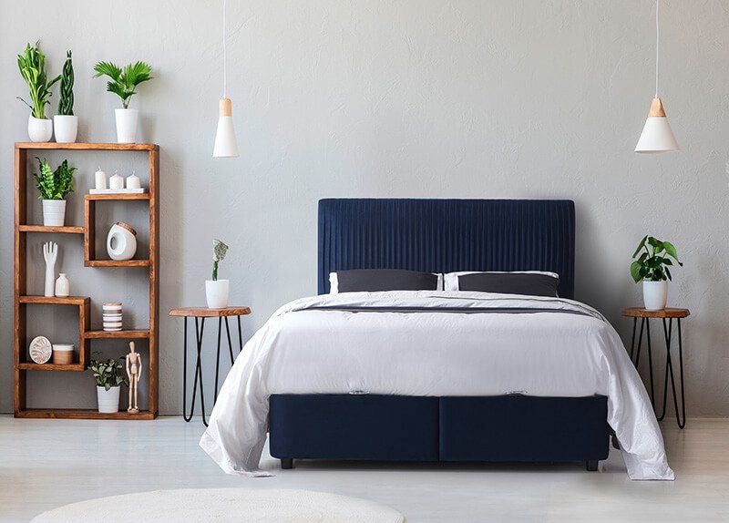 Furniture Link Lyla Blue Fabric Ottoman Bed
