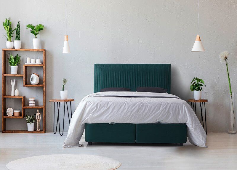 Furniture Link Lyla Green Fabric Ottoman Bed
