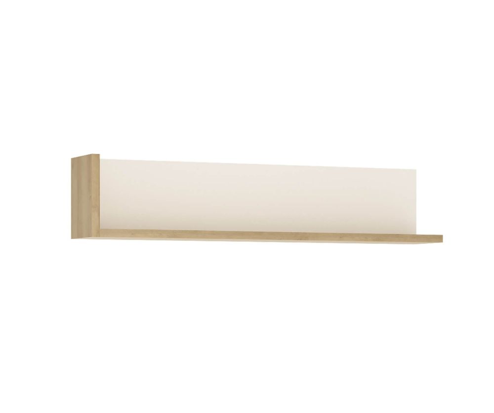 FTG Lyon Riviera Oak and White High Gloss 120cm Wall Shelf