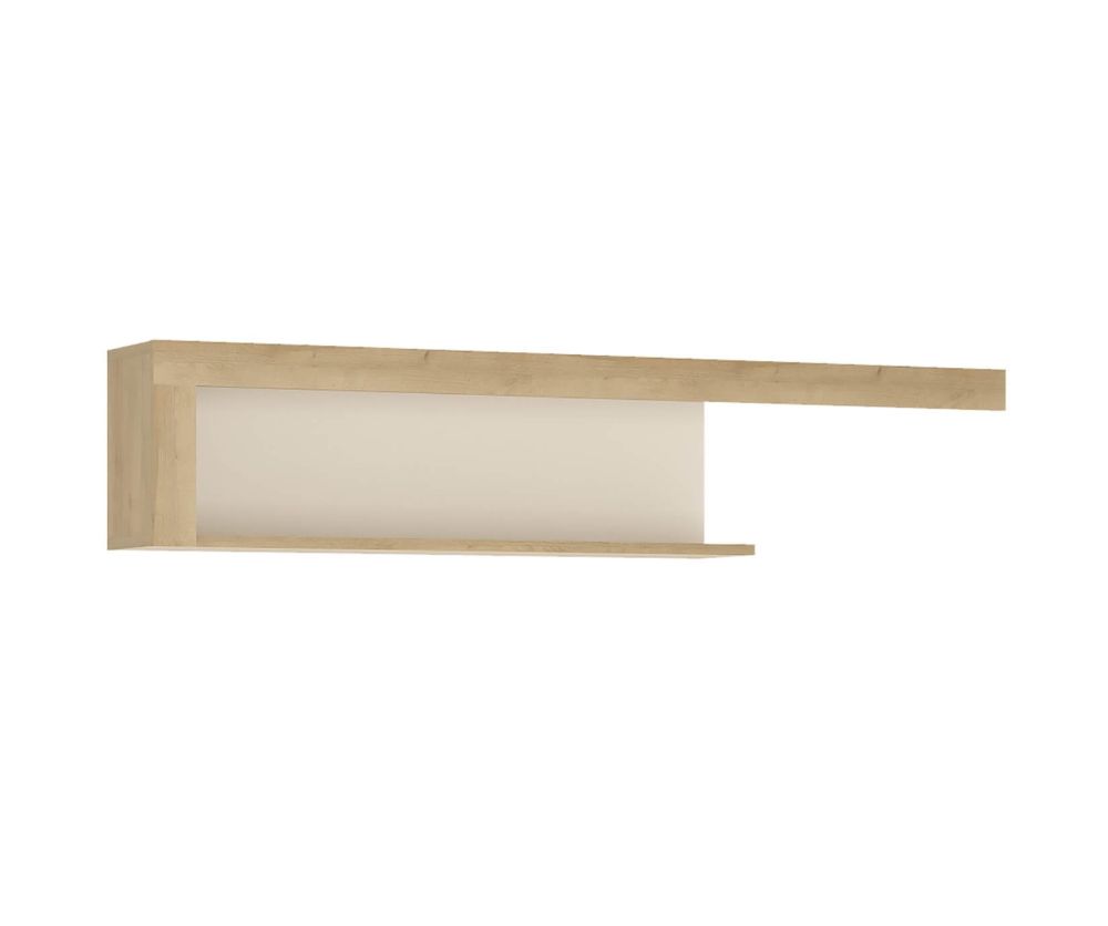 FTG Lyon Riviera Oak and White High Gloss 130cm Wall Shelf