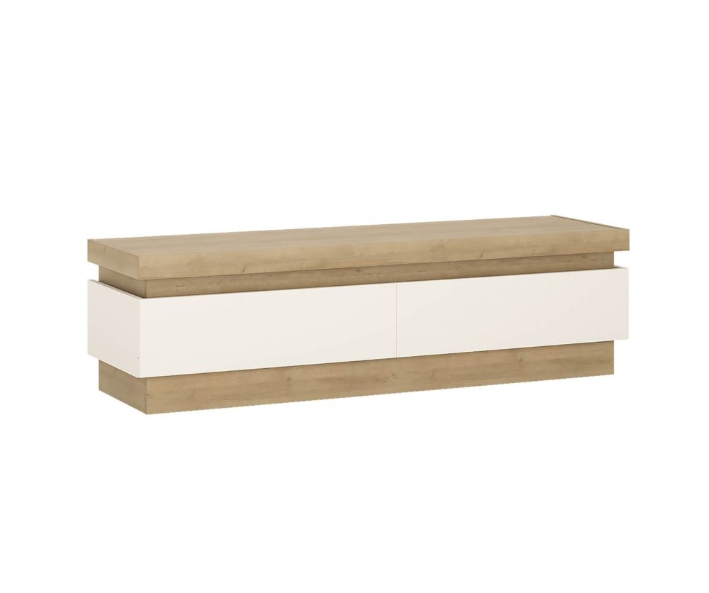 FTG Lyon Riviera Oak and White High Gloss 2 Drawer TV Cabinet