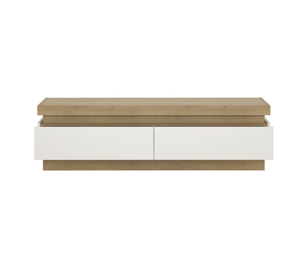 FTG Lyon Riviera Oak and White High Gloss 2 Drawer TV Cabinet