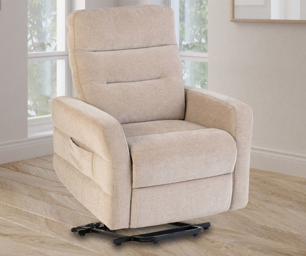 World Furniture Madison Mink Fabric Tilt and Rise Electric Recliner Chair