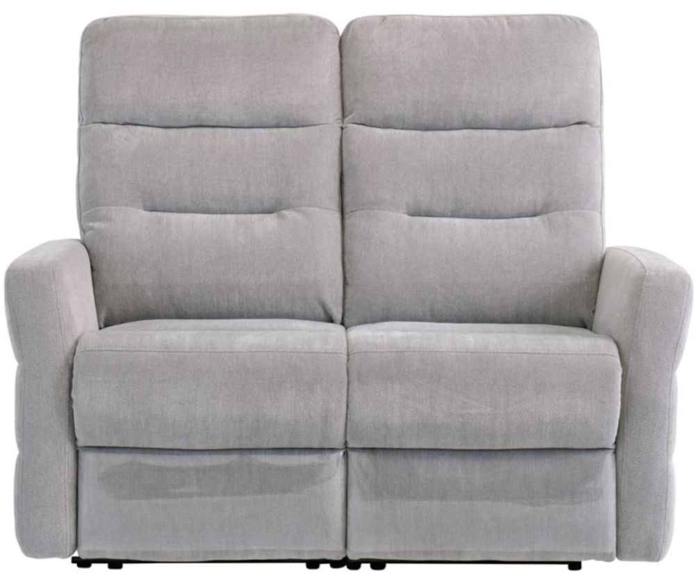  World Furniture Madison Silver Grey Herringbone Fabric Electric Recliner 2 Seater Sofa