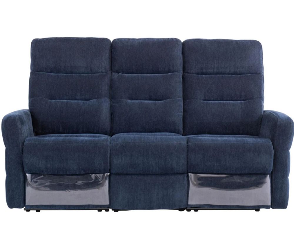 World Furniture Madison Navy Blue Herringbone Fabric Electric Recliner 3 Seater Sofa