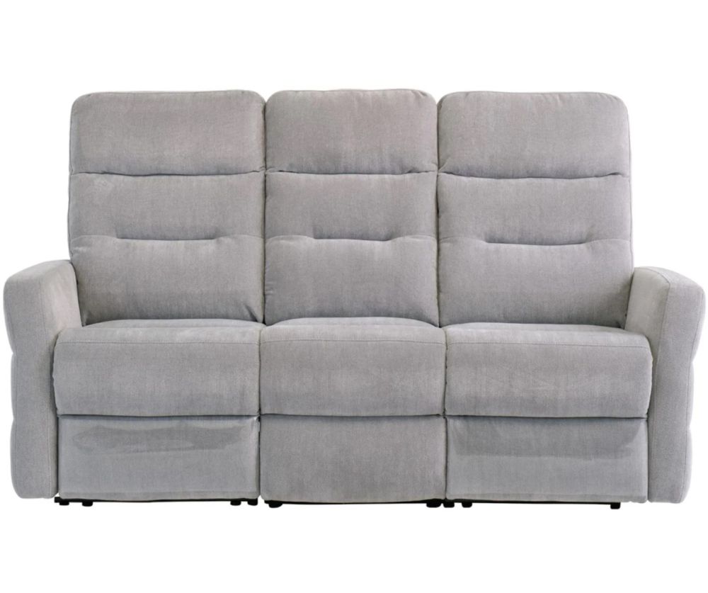 World Furniture Madison Silver Grey Herringbone Fabric Electric Recliner 3 Seater Sofa
