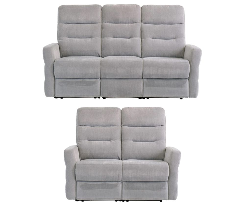  World Furniture Madison Silver Grey Herringbone Fabric Electric Recliner 3+2 Sofa Set