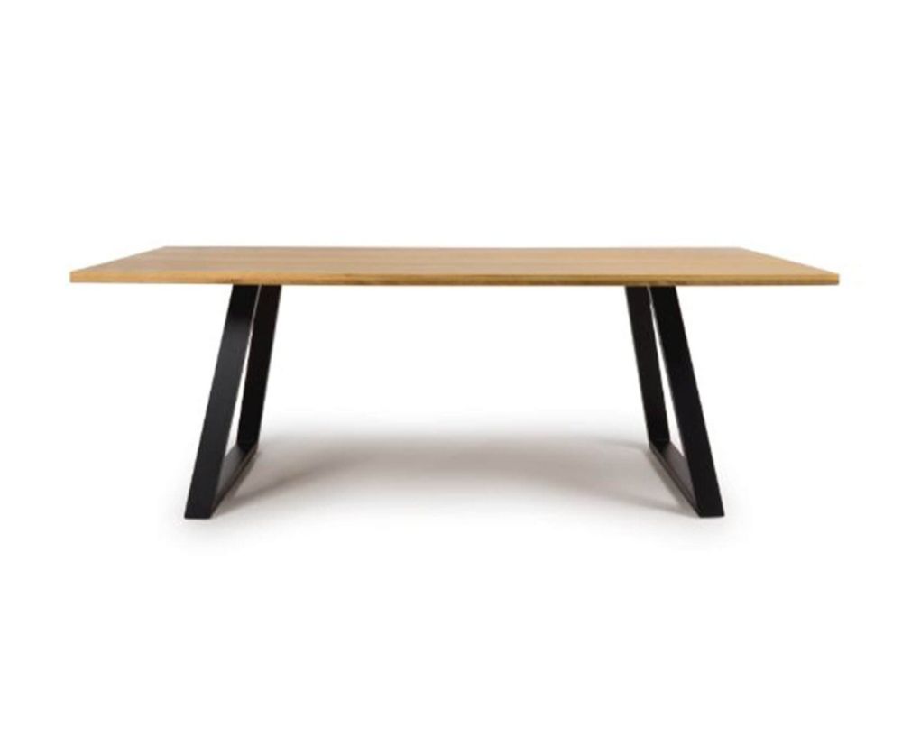Furniture Link Madrid Oak 180cm Rectangular Dining Table with 6 Ace Black Swivel Dining Chair  