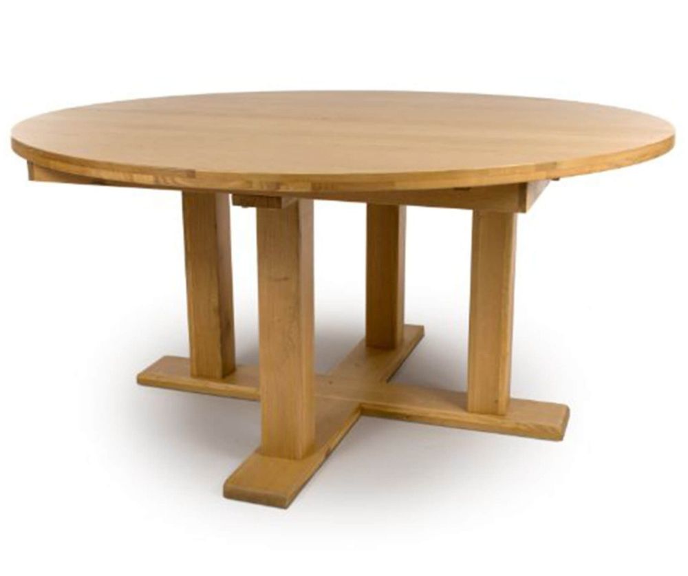 Furniture Link Madrid Oak 160cm Round Extending Dining Table Only