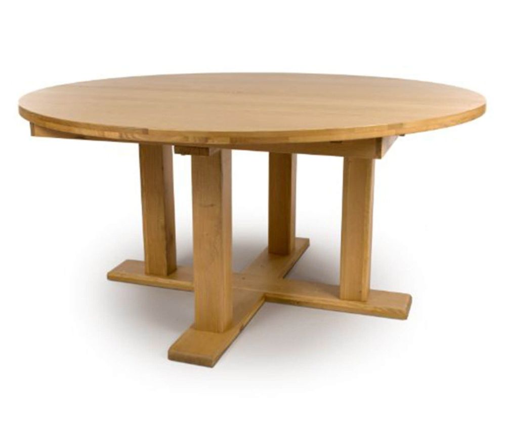 Furniture Link Madrid Oak 160cm Round Extending Dining Table Only