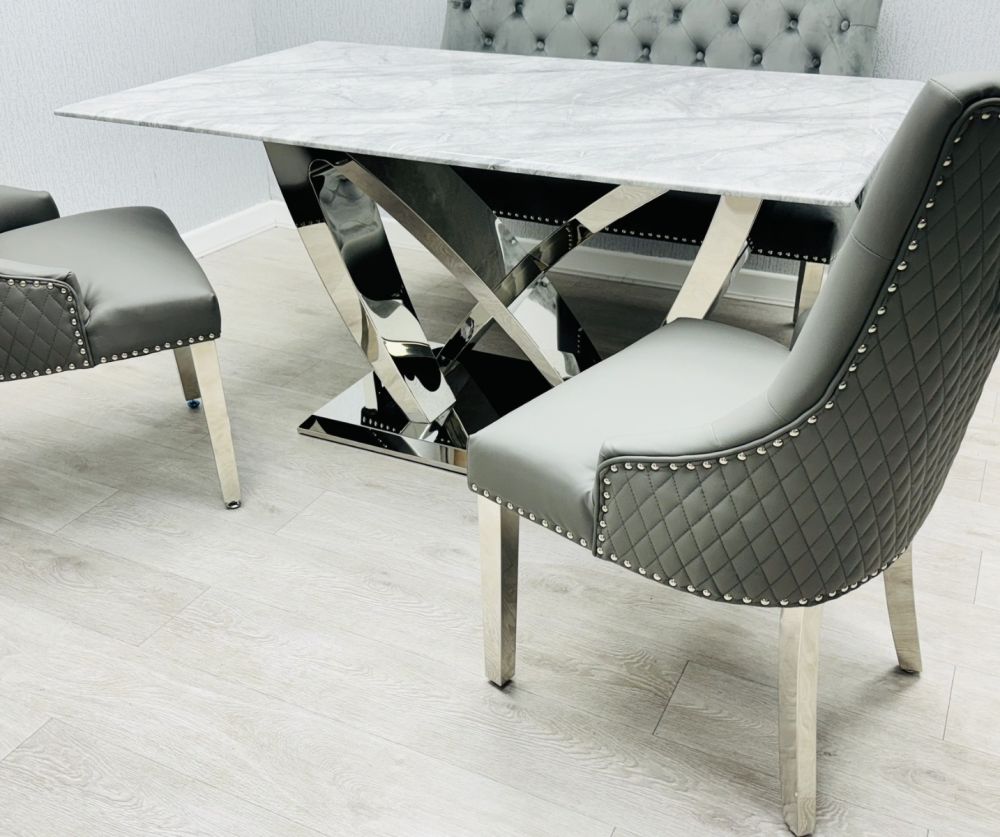 California 180cm Grey Marble Dining Table
