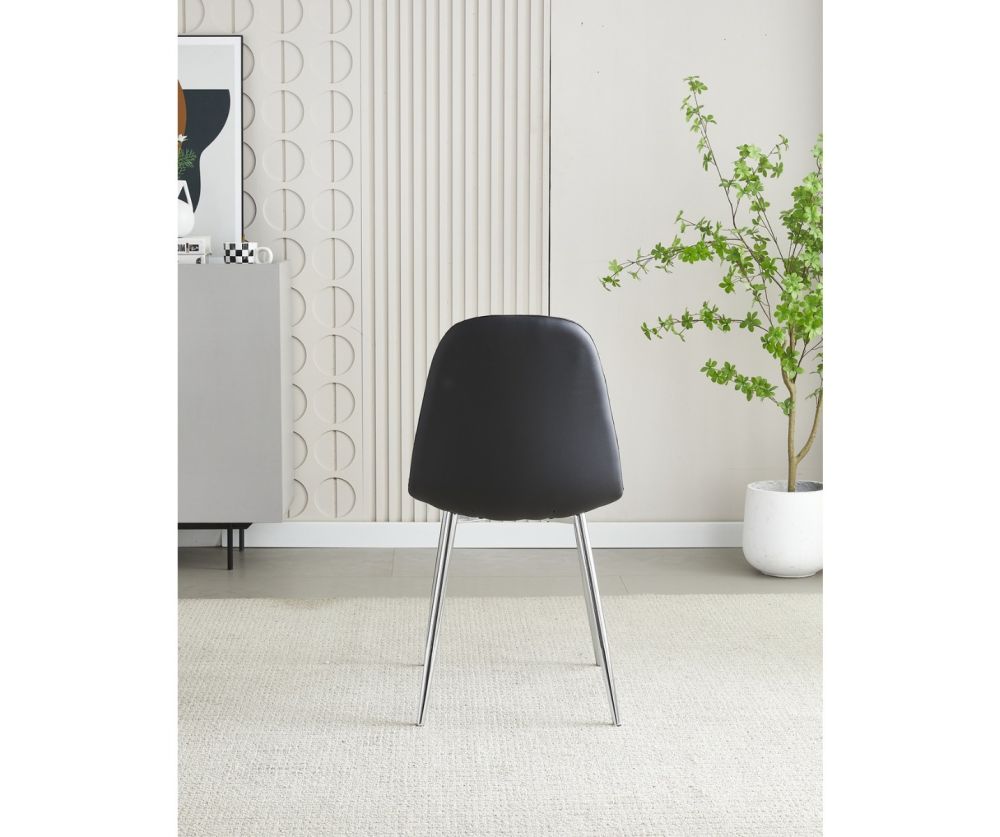 Mexico Black PU Leather Effect Dining Chair -Chair in Pair