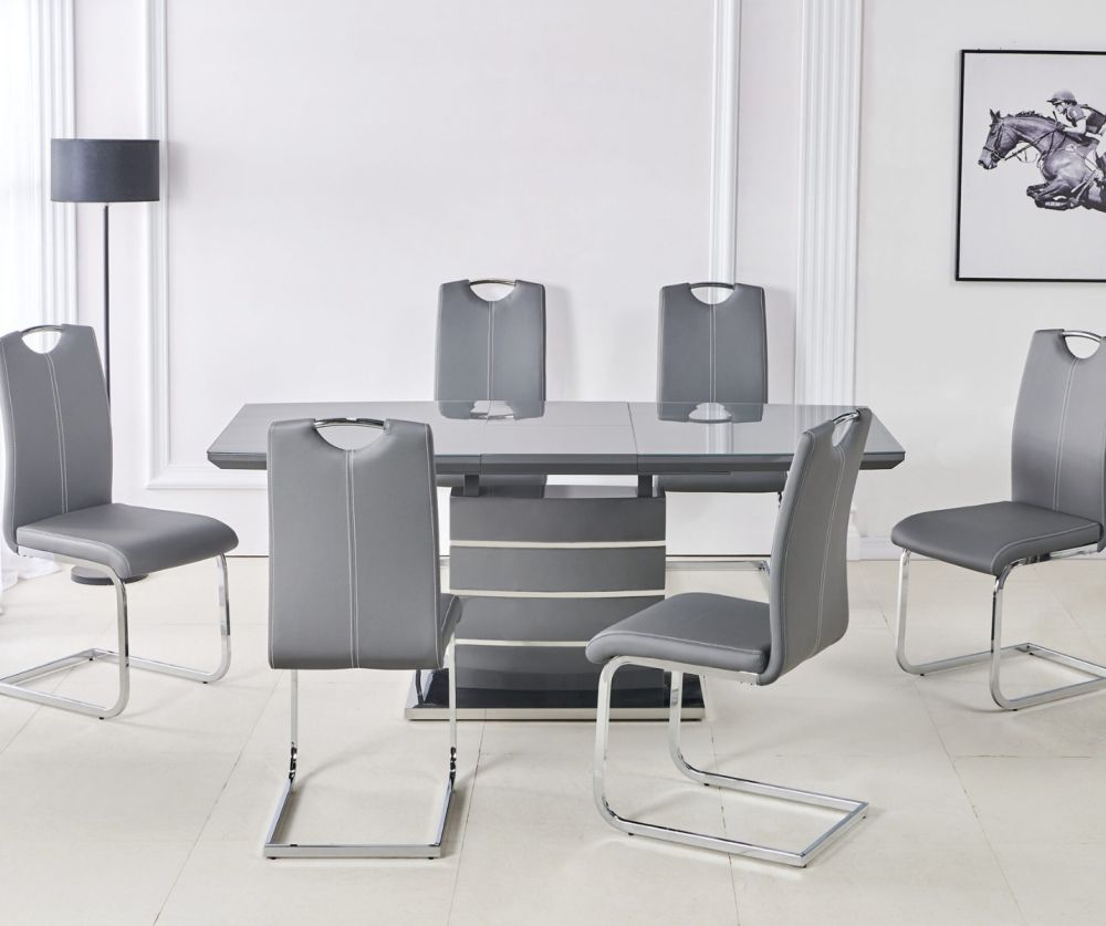 Milan Grey Extending Dining Table + 6 Chairs