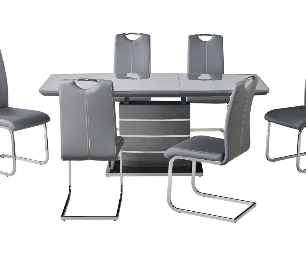 Milan Grey Extending Dining Table + 6 Chairs