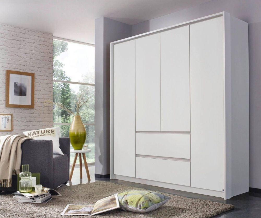 Rauch Mainz Alpine White Carcase with Alpine White Front 4 Door 2 Drawers Combi Wardrobe