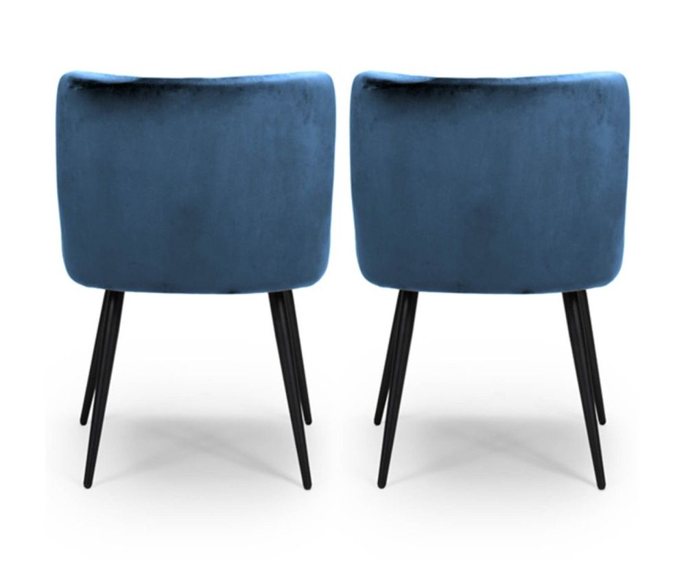 Furniture Link Malmo Blue Velvet Fabric Dining Chair in Pair