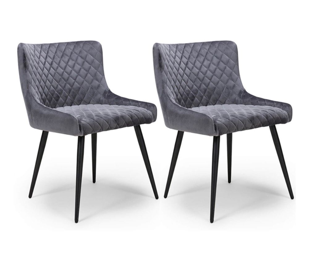 Furniture Link Malmo Grey Velvet Fabric Dining Chair in Pair