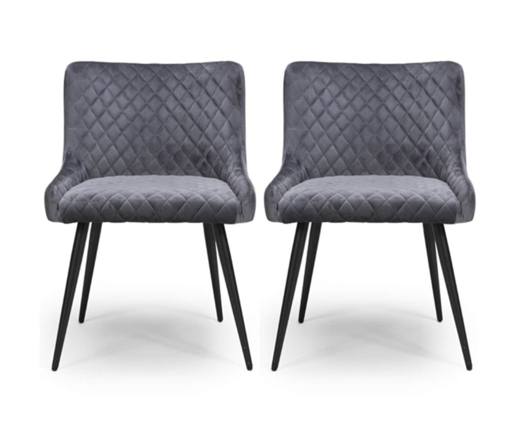 Furniture Link Malmo Grey Velvet Fabric Dining Chair in Pair