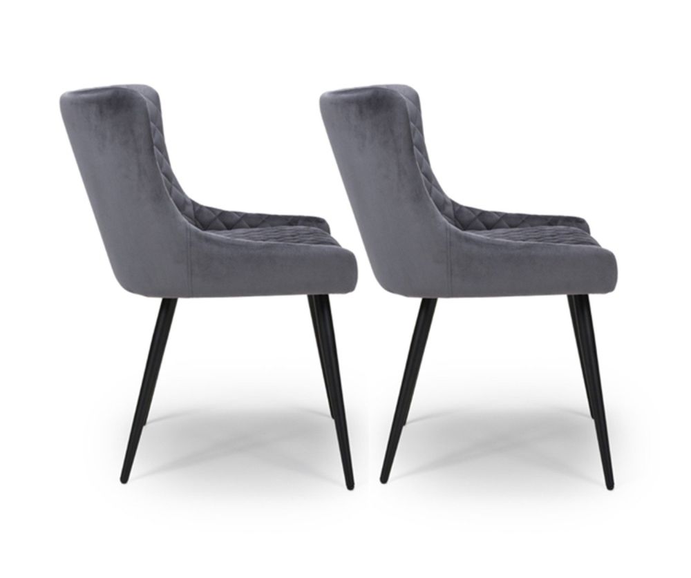 Furniture Link Malmo Grey Velvet Fabric Dining Chair in Pair