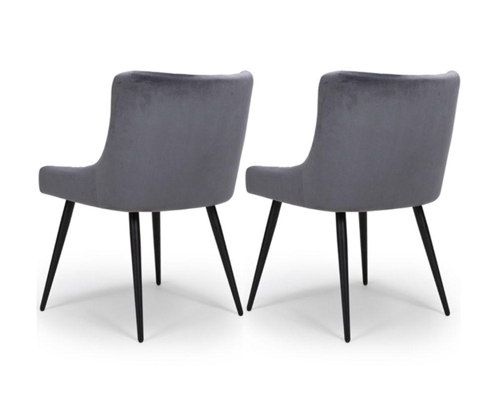 Furniture Link Malmo Grey Velvet Fabric Dining Chair in Pair