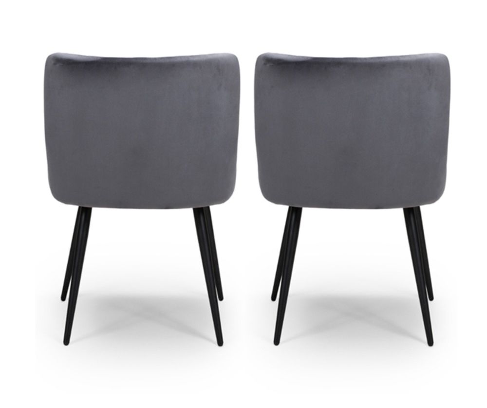 Furniture Link Malmo Grey Velvet Fabric Dining Chair in Pair