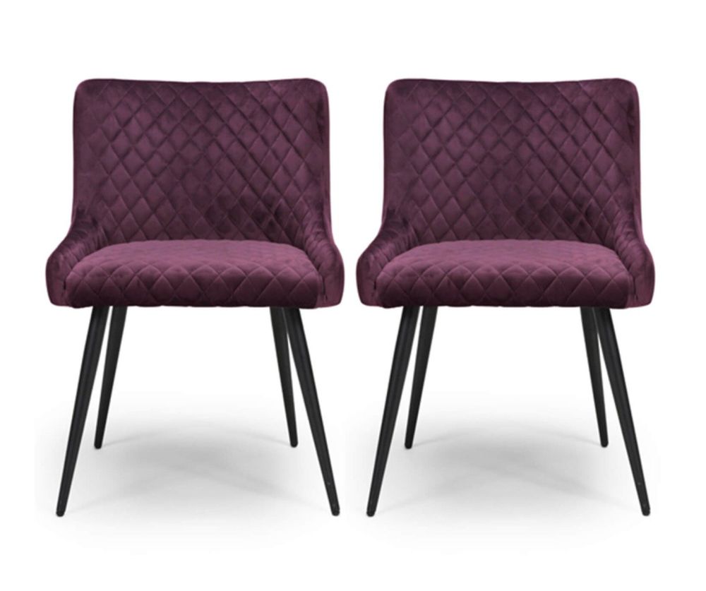 Furniture Link Malmo Mulberry Velvet Fabric Dining Chair in Pair