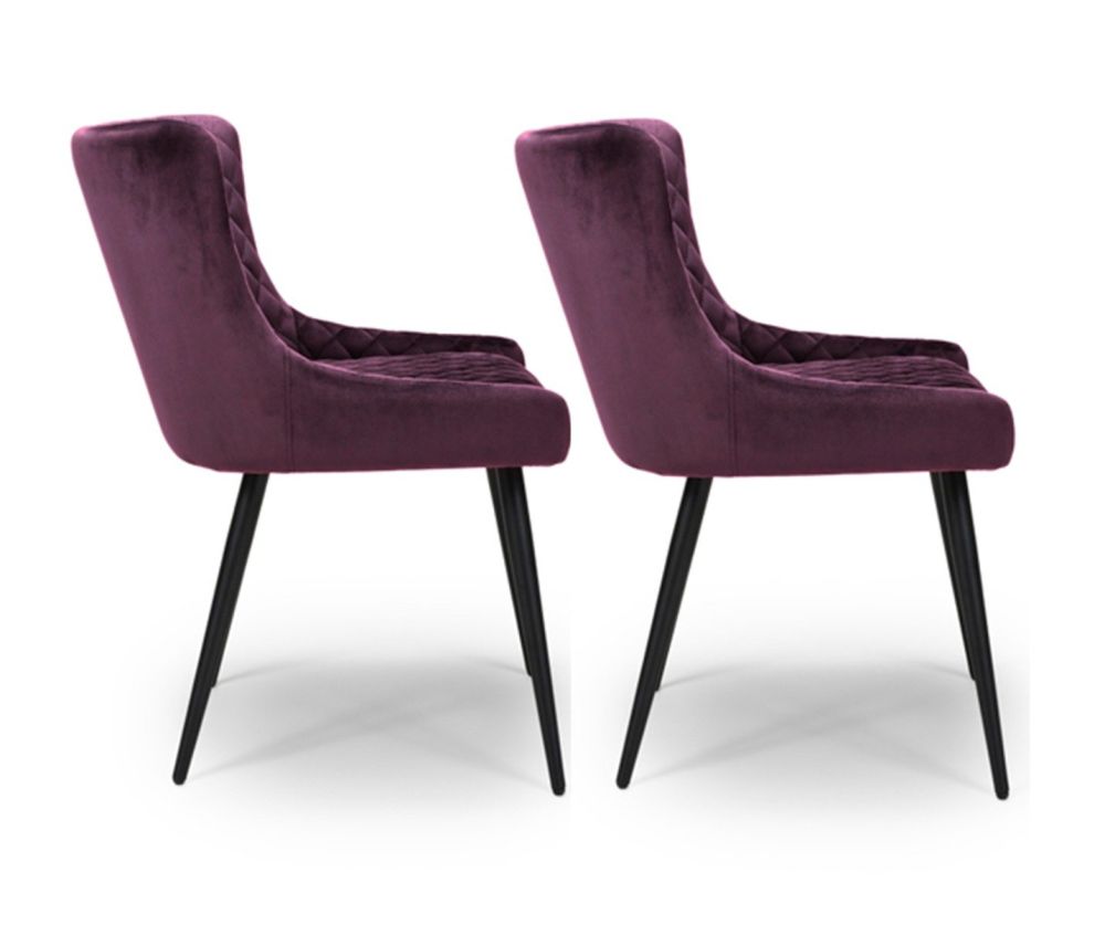 Furniture Link Malmo Mulberry Velvet Fabric Dining Chair in Pair