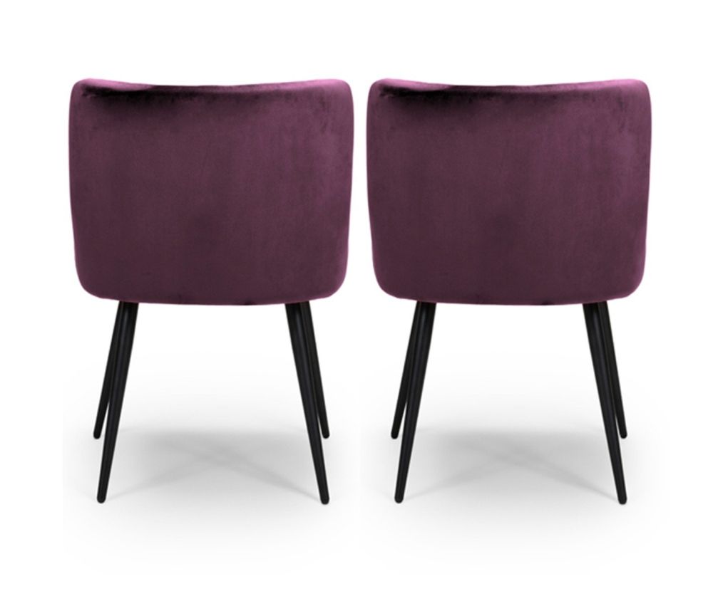 Furniture Link Malmo Mulberry Velvet Fabric Dining Chair in Pair