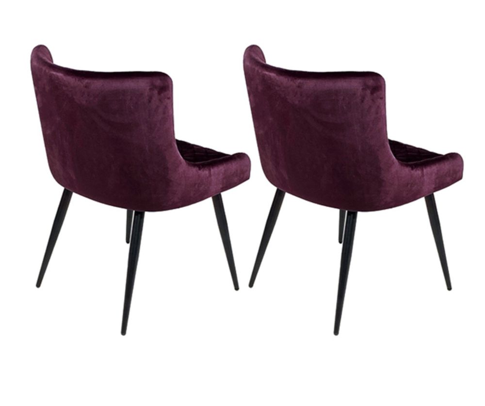 Furniture Link Malmo Mulberry Velvet Fabric Dining Chair in Pair