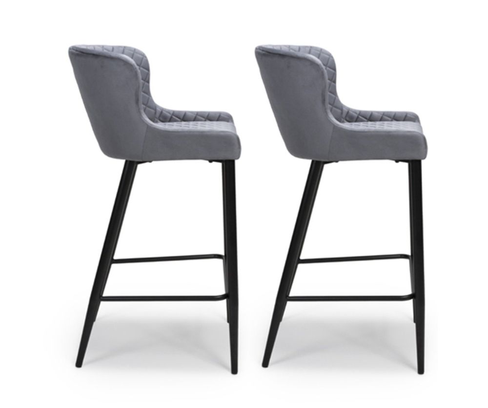 Furniture Link Malmo Grey Velvet Fabric Bar Stool in Pair