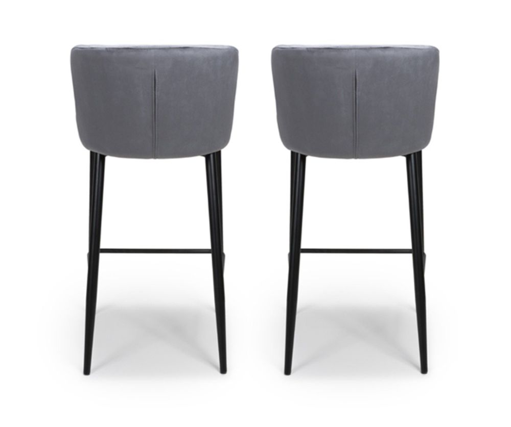 Furniture Link Malmo Grey Velvet Fabric Bar Stool in Pair