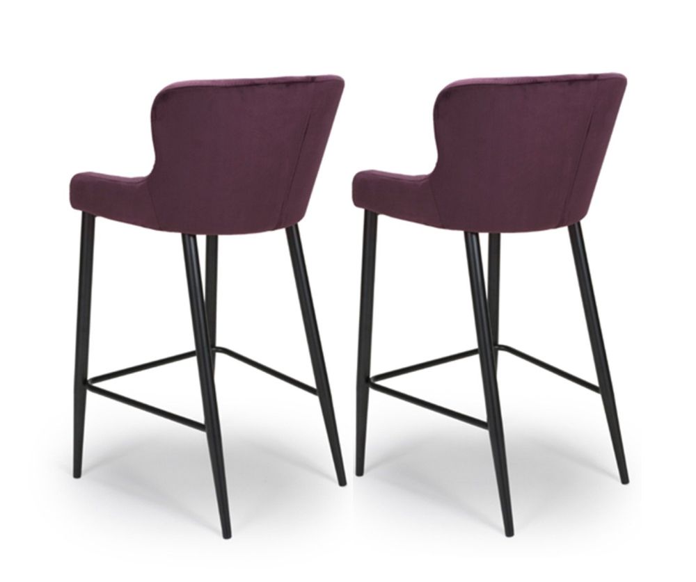 Furniture Link Malmo Mulberry Velvet Fabric Bar Stool in Pair