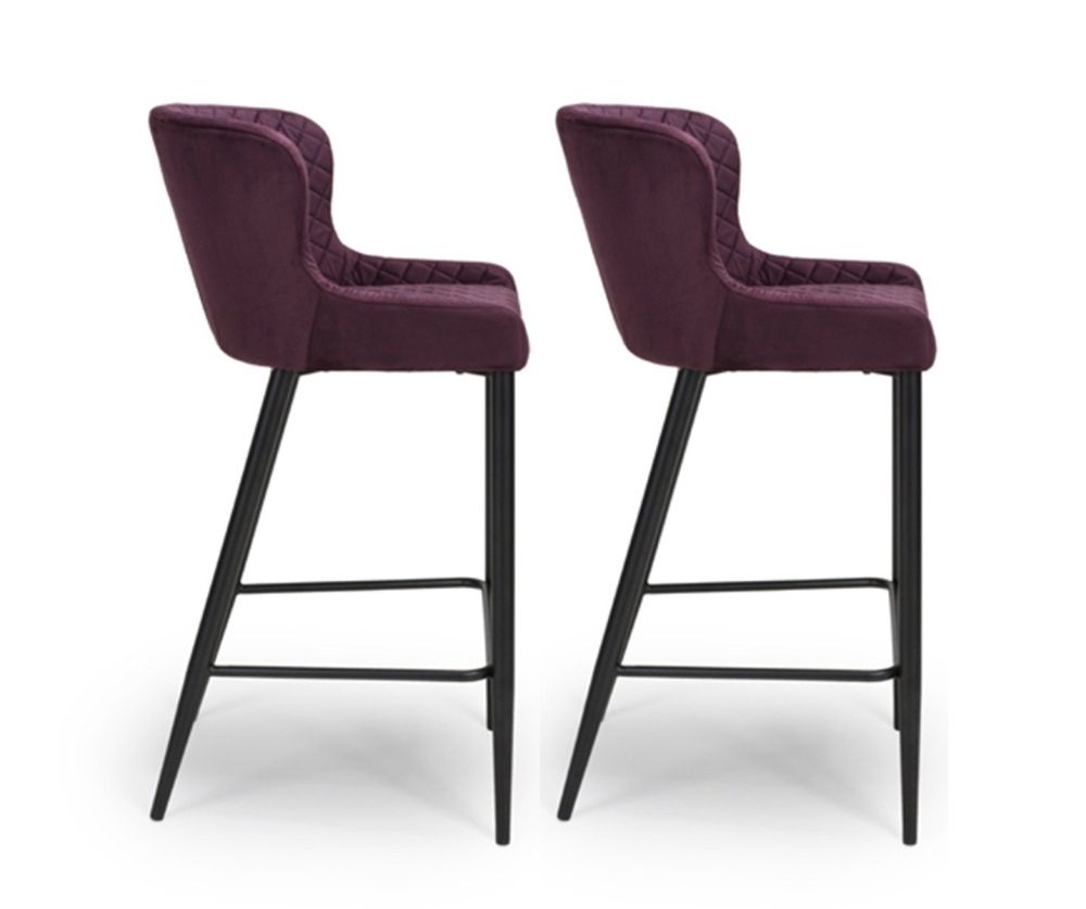 Furniture Link Malmo Mulberry Velvet Fabric Bar Stool in Pair