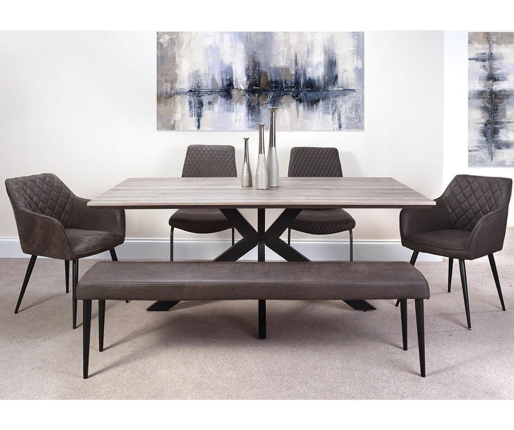 Furniture Link Manhattan Grey 180cm Rectangular Dining Table Only