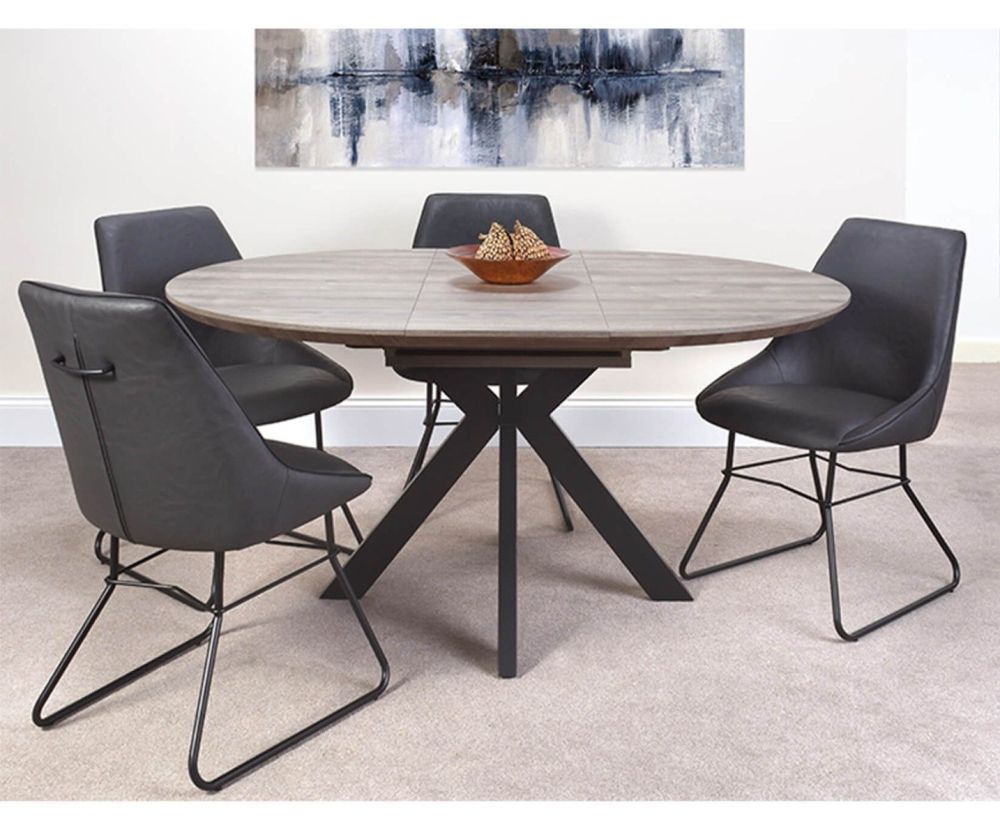 Furniture Link Manhattan Round Grey Extending Dining Table(W120cm-160cm)