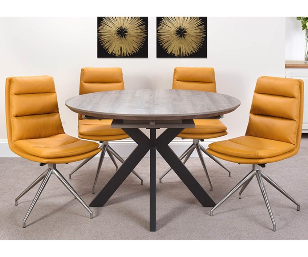 Furniture Link Manhattan Round Grey Extending Dining Table(W120cm-160cm)