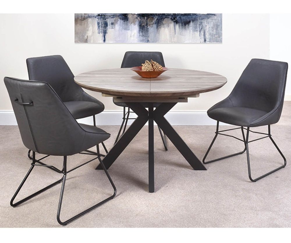Furniture Link Manhattan Round Grey Extending Dining Table(W120cm-160cm)
