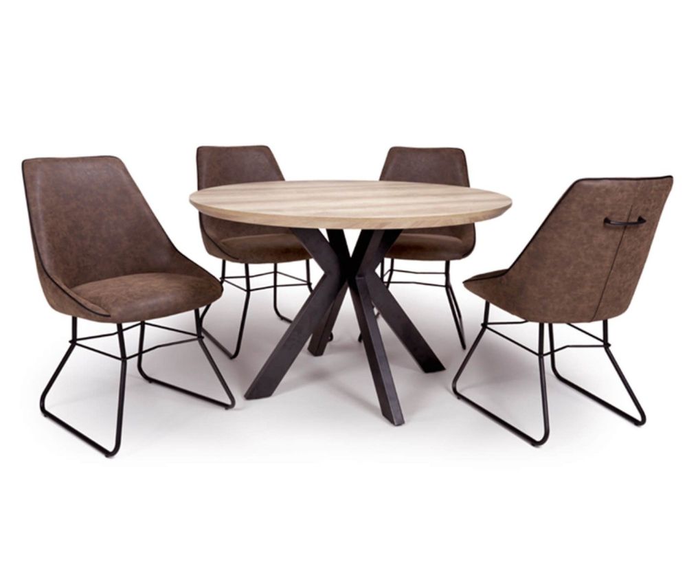 Furniture Link Manhattan Oak Round Dining Table(W120cm)