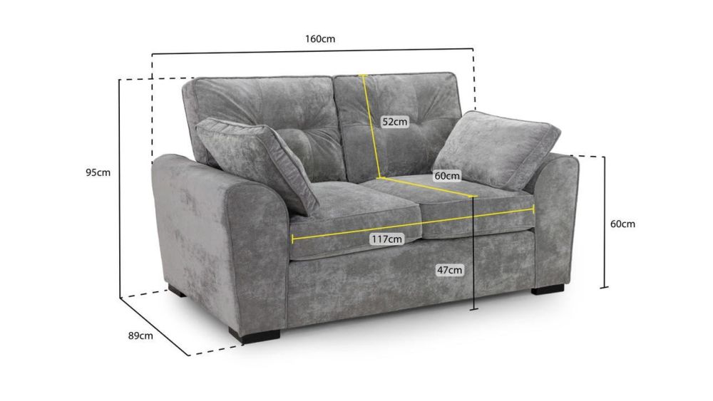 Lorcan Grey Fabric 2 Seater Sofa