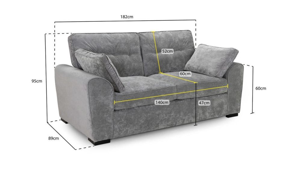 Lorcan Grey Fabric 3 Seater Sofa