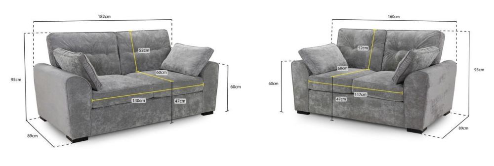 Lorcan Grey Fabric 3+2 Sofa Set