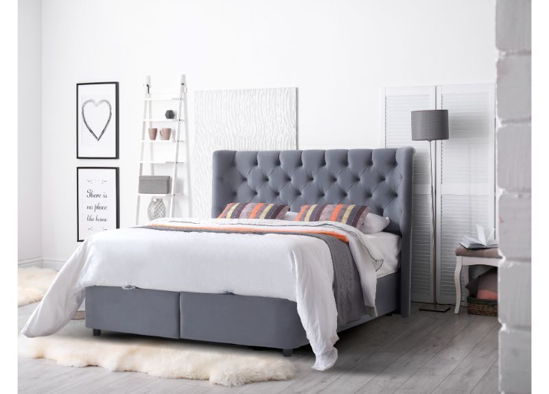 Clearance Furniture Link Mayfair Grey Fabric Double Size Ottoman Bed