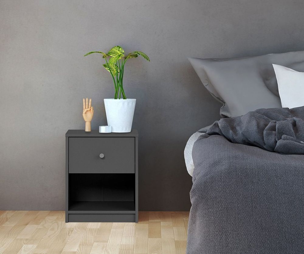 FTG May Black 1 Drawer Bedside