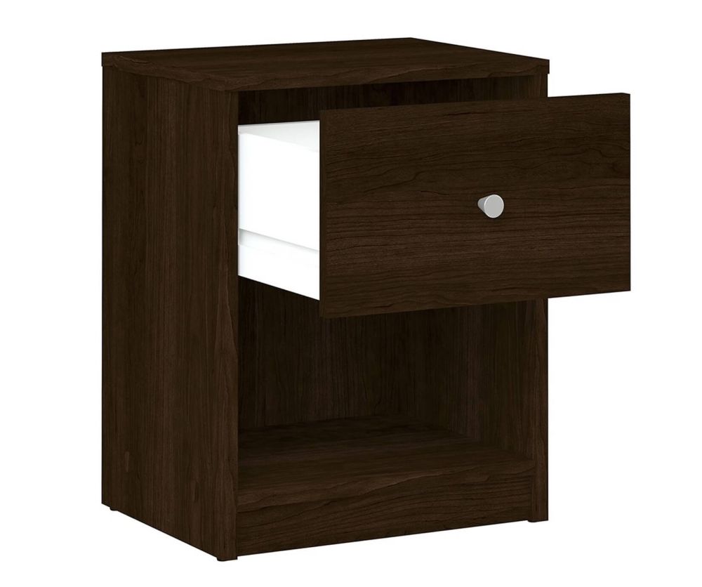 FTG May Dark Walnut 1 Drawer Bedside