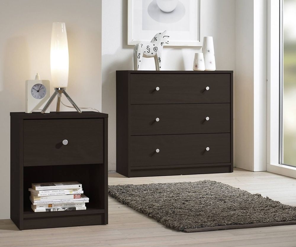FTG May Dark Walnut 1 Drawer Bedside